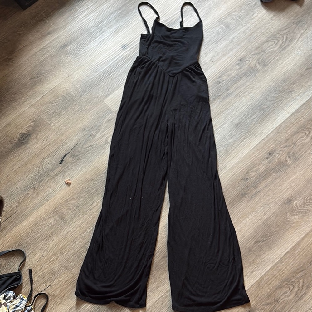 No Boundaries Black Wide-Leg Jumpsuit with Spaghetti Straps